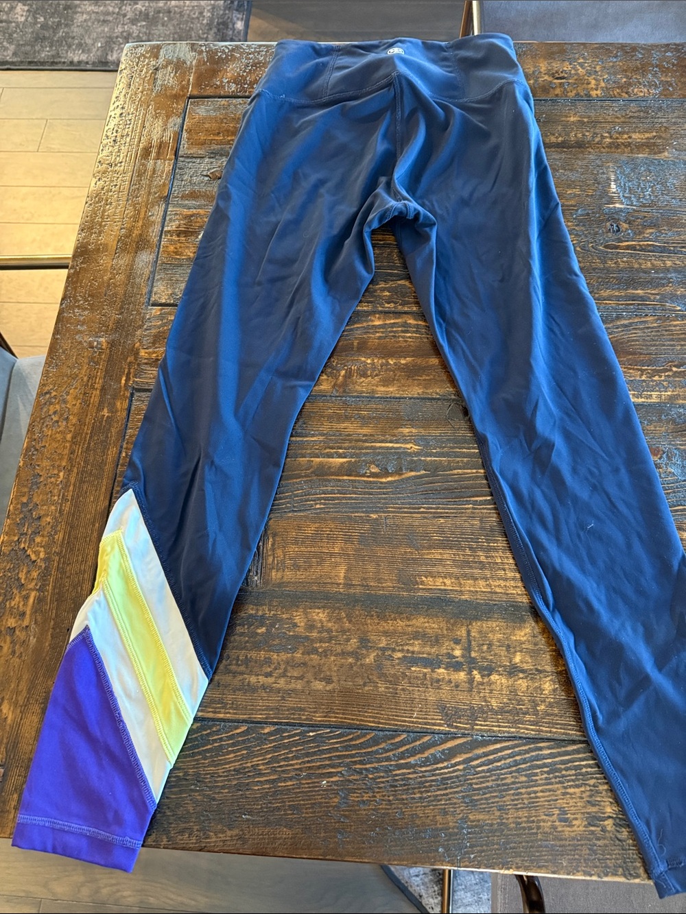 Tory Sport Navy Athletic Leggings with Rainbow Accent